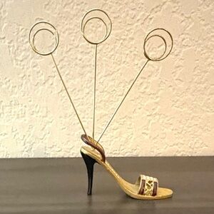 Jeweled High Heel Picture Card Memo Clip Holder Desk Top Stand